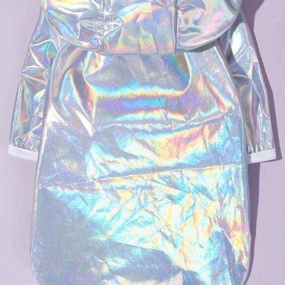 NWOT Technicolor Silver Pet Raincoat - Picture 4 of 5